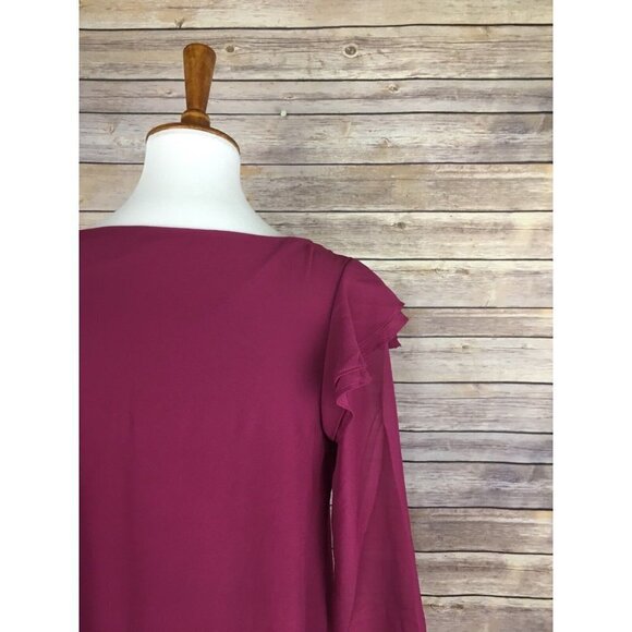 Banana Republic Small Ruffled Sleeve Blouse Solid Lined Career Top Shirt - Picture 6 of 8